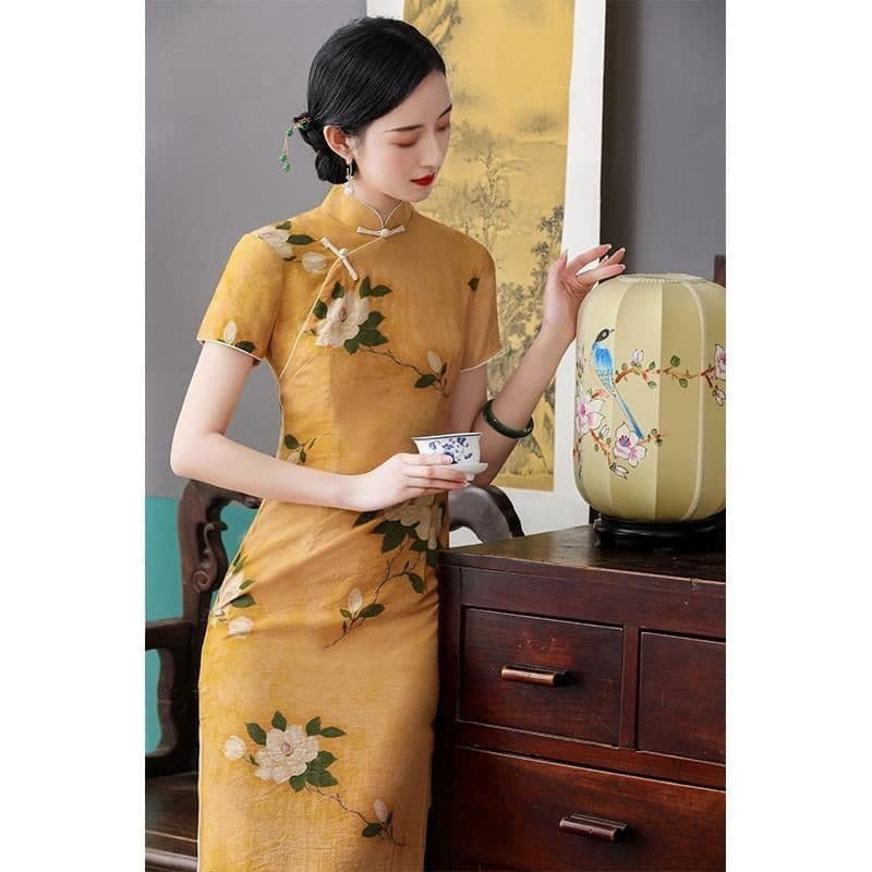 Versão Melhorada Do Vestido cheongsam No Velho Sha Xangai República Da China Estilo Fino Menina Chinês Longo Temperament