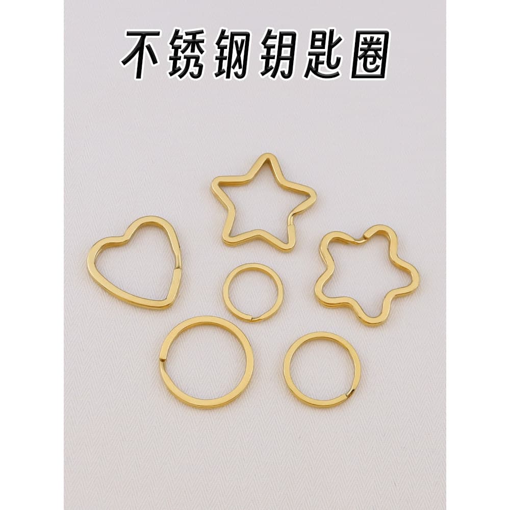 Chaveiro de aço inoxidável anel plano estrela flor de ameixa amor chaveiro pingente artesanal DIY jóias acessórios de de
