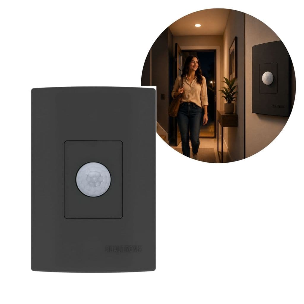 Sensor de Presença Multifuncional Parede 180º PT Qualitronix