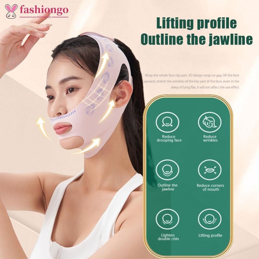 FASHIONGO Bandagem Macia E Confortável Para Lifting Facial , Altamente Elástica , Respirável , Em V , Levantamento Apert