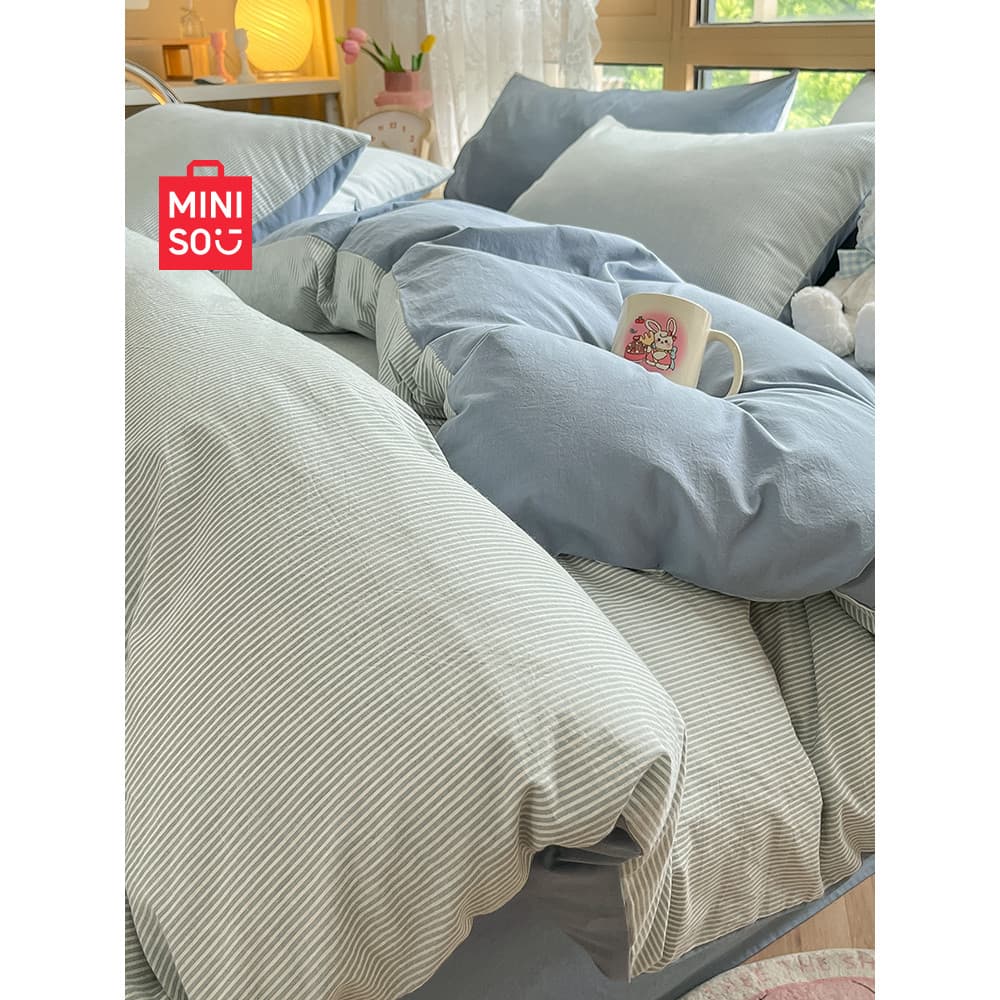 Capa de edredão lavada tingida de fio de algodão MINISO peça única algodão puro 2026 capa de edredão única 150x200x230cm