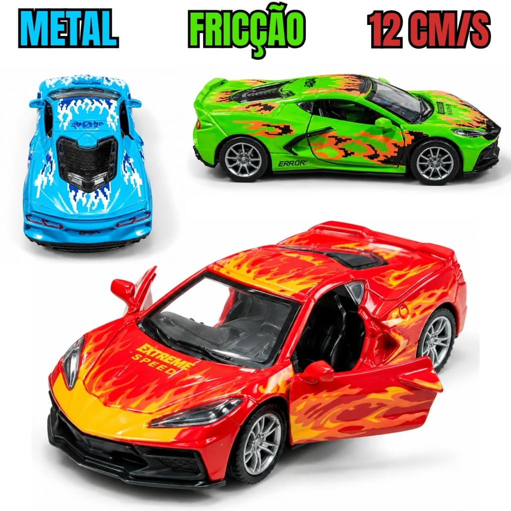 Carrinho Sport Racing 12cm Metal Fricção Portas que Abrem Modelos Sortidos