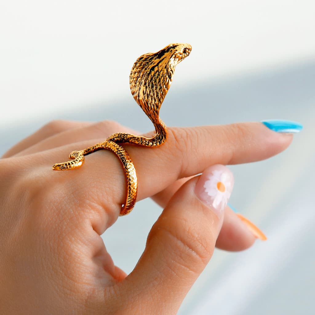 Anel de cobra para homens e mulheres, ajustável