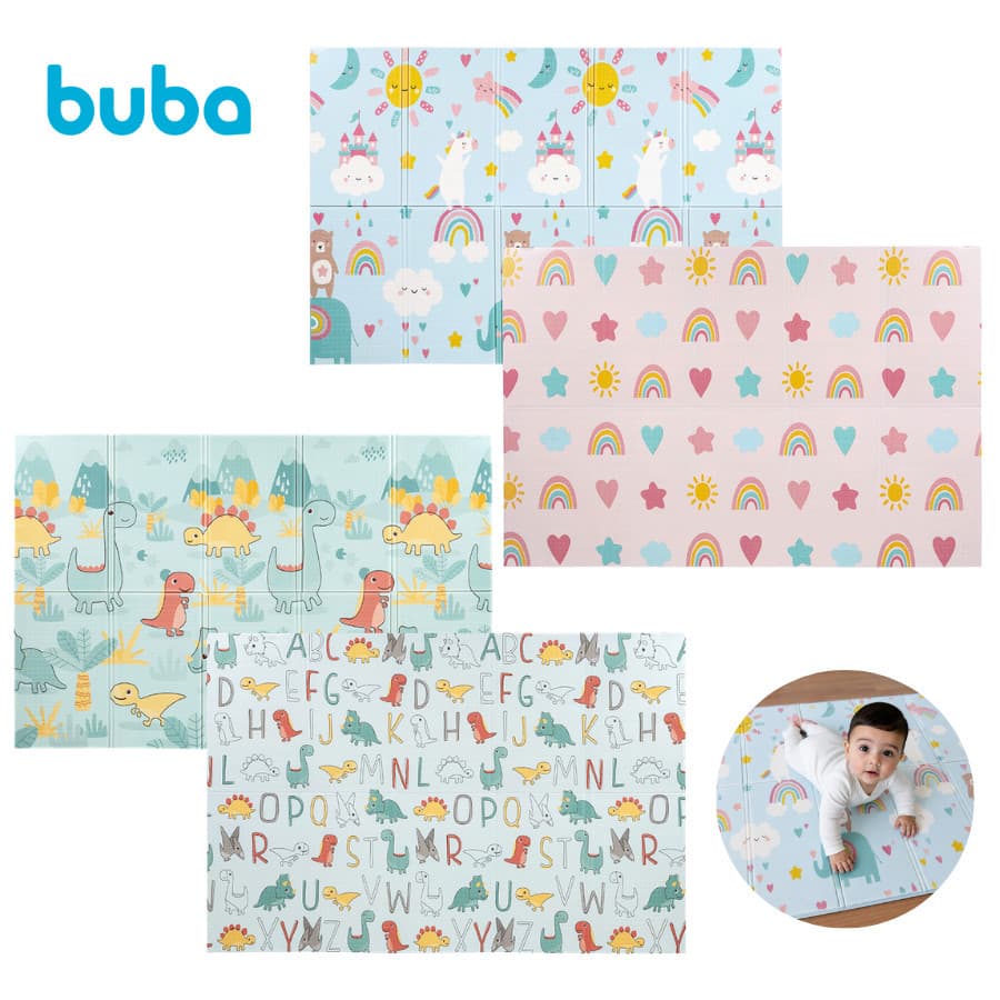 Tapete Dobrável Dupla Face Infantil Buba Bebê Impermeável Tatame Tummy Time Atividades Criança