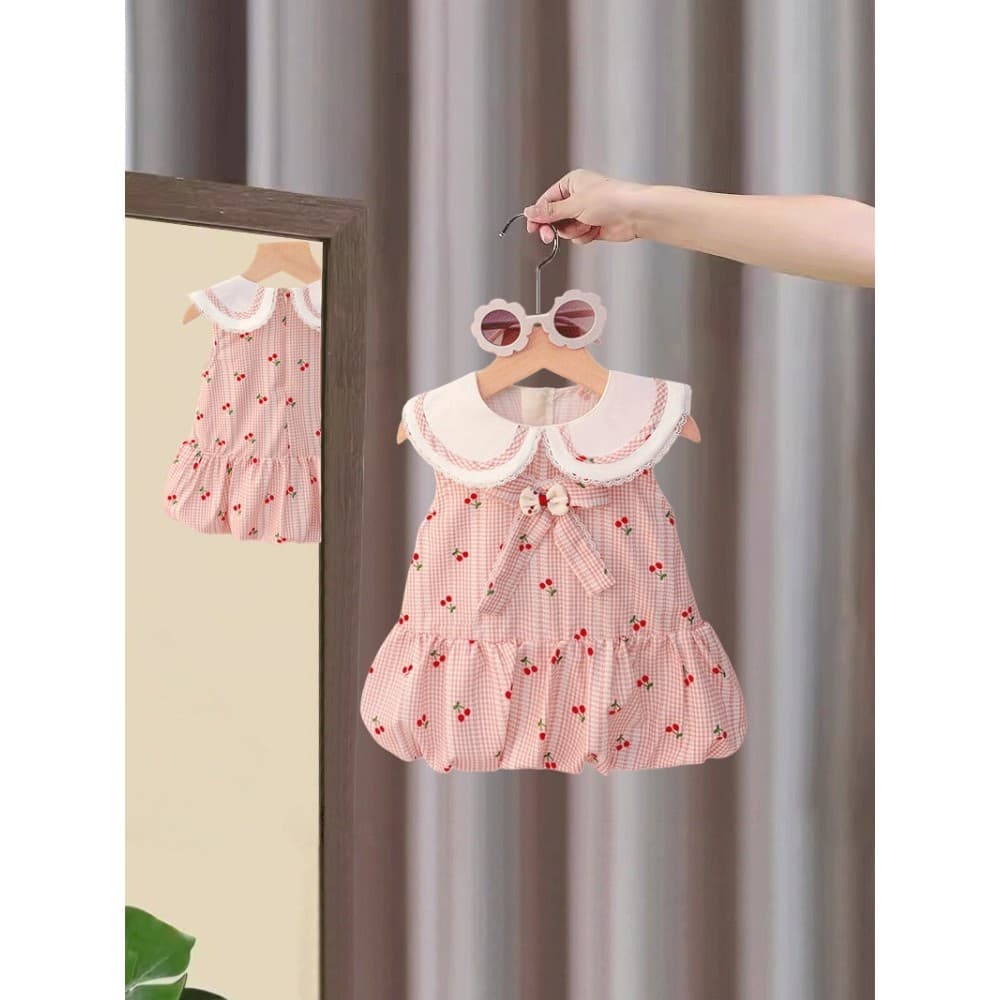 Meninas verão colete vestido bebê novo estilo vestido de princesa menina bebê vestido de verão puro algodão moda saia ve