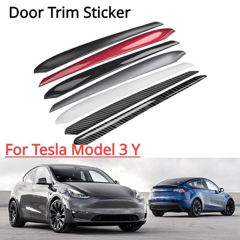 Guarnição Interior Da Porta Para Tesla Modelo 3 Y Frente De Fibra Carbono ABS Guarnições Remendo Capa Decoração Adesivo
