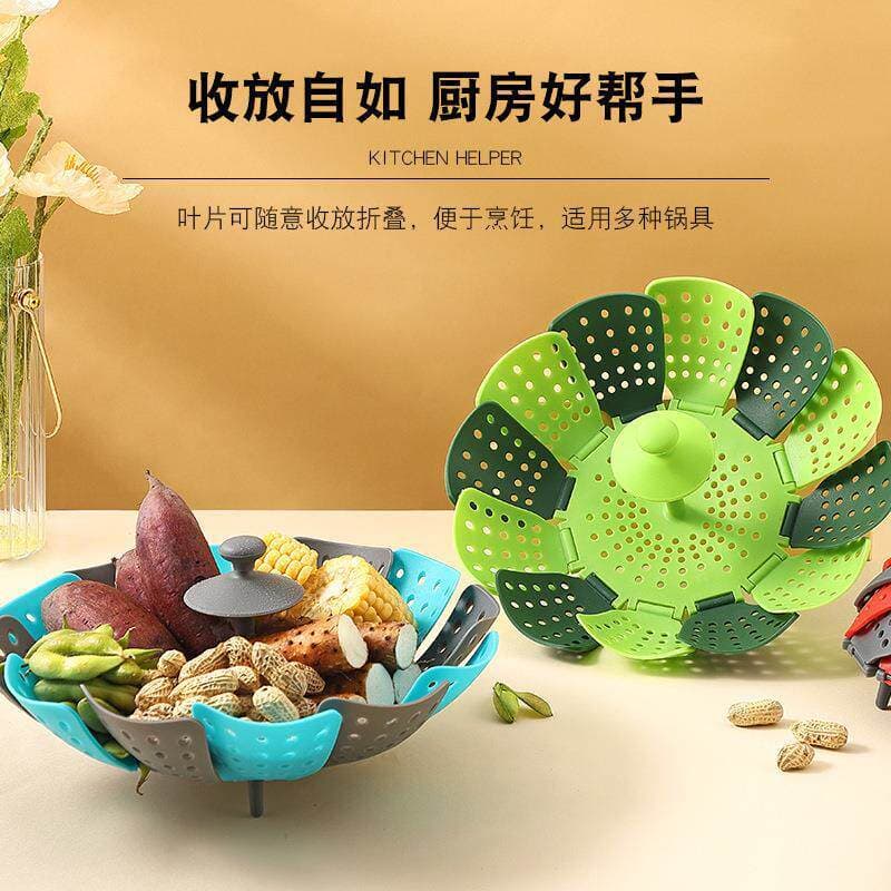 [Special Offer] Household food-grade lazy steaming rack Foldable Plastic Lotus Steamer Large vegetable steaming basket a
