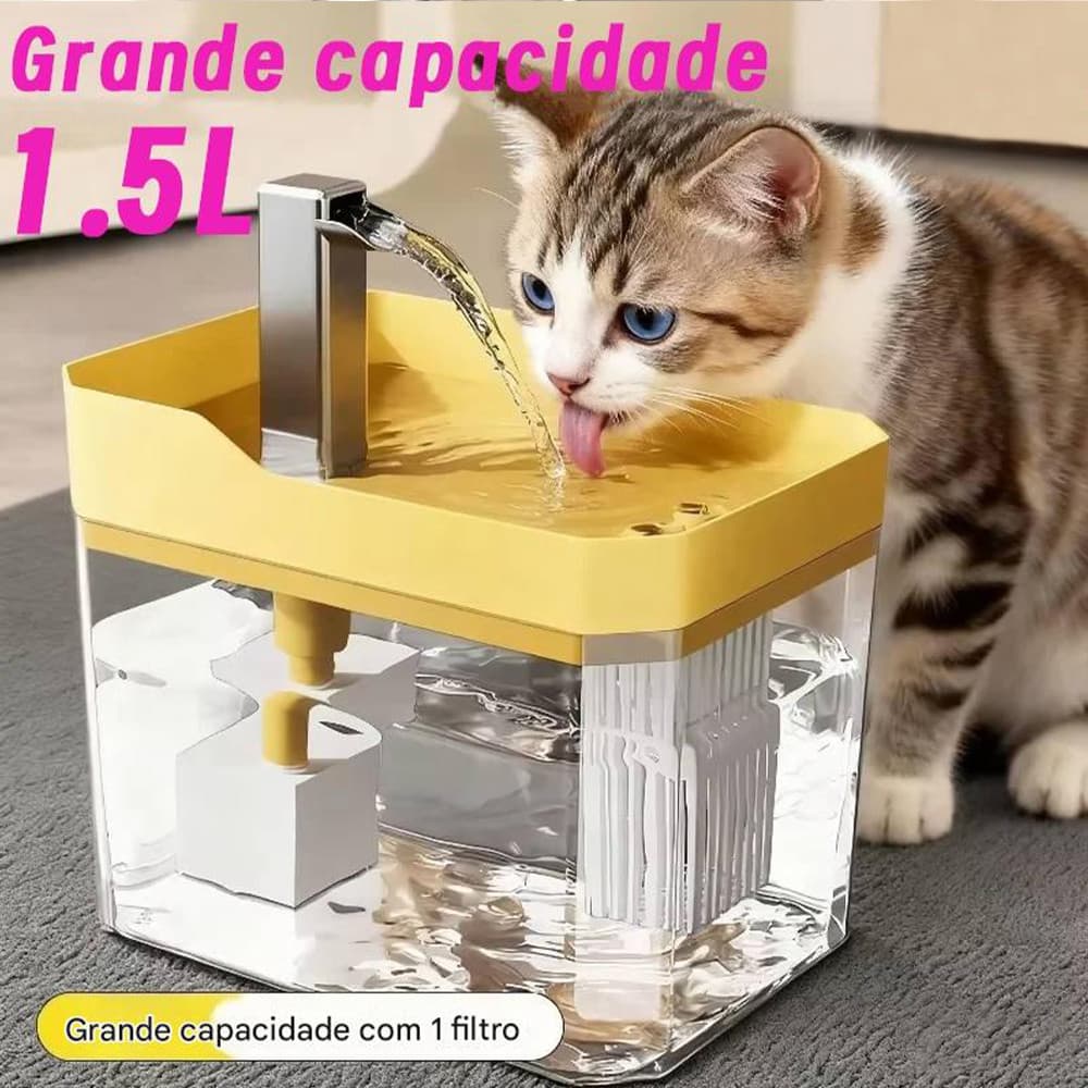 Bebedouro Automático Com Carregamento USB Para Cães E Gatos Silencioso