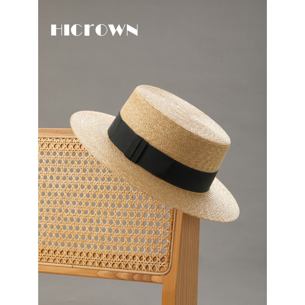 Verão High-End fino trigo palha grama plana chapéu masculino feminino protetor solar chapéu de sol de aba larga Blogger