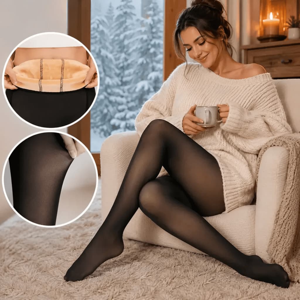 Meia Calça Térmica Translúcida Feminina Forrada Lã Peluciada Cintura Alta Inverno Quente P Ao GG