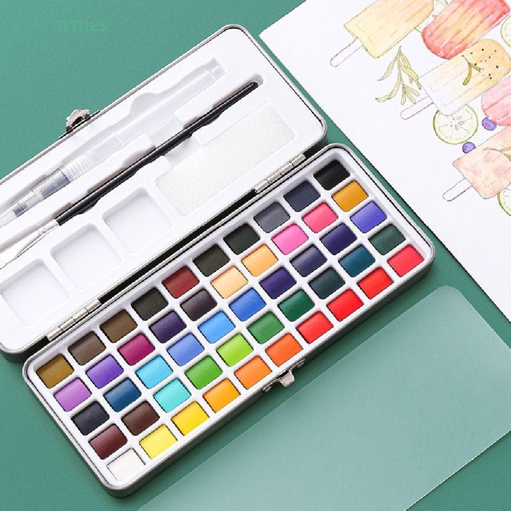 Kit De Pigmento Aquarela WMES1 , Conjunto De Tinta Sólida Portátil Para Iniciantes , Com Pincel De Pintura