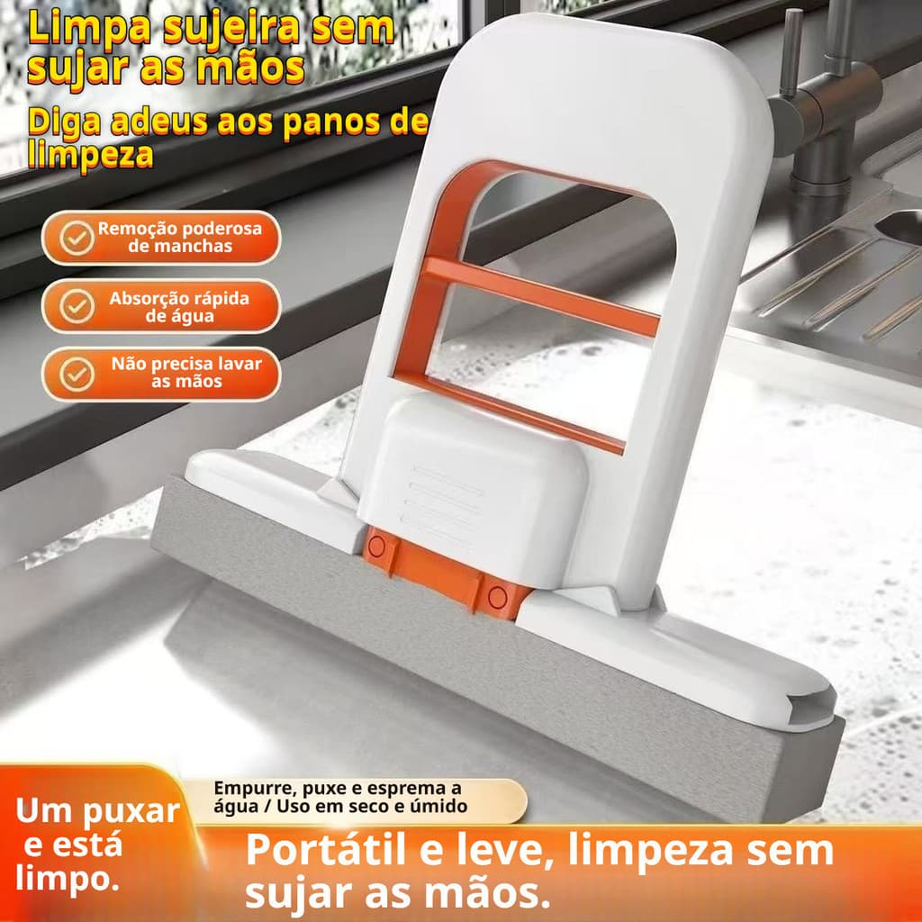 Mini Mop Dobrável de PVA para Mesa e Uso Interno com Esponja Absorvente para Limpeza Úmida e Seca