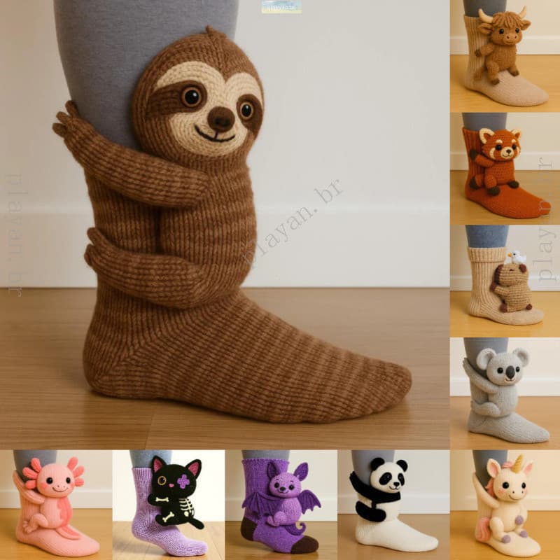 Novo produto meias animais natal malha piso meias quentes malha crocodilo meias