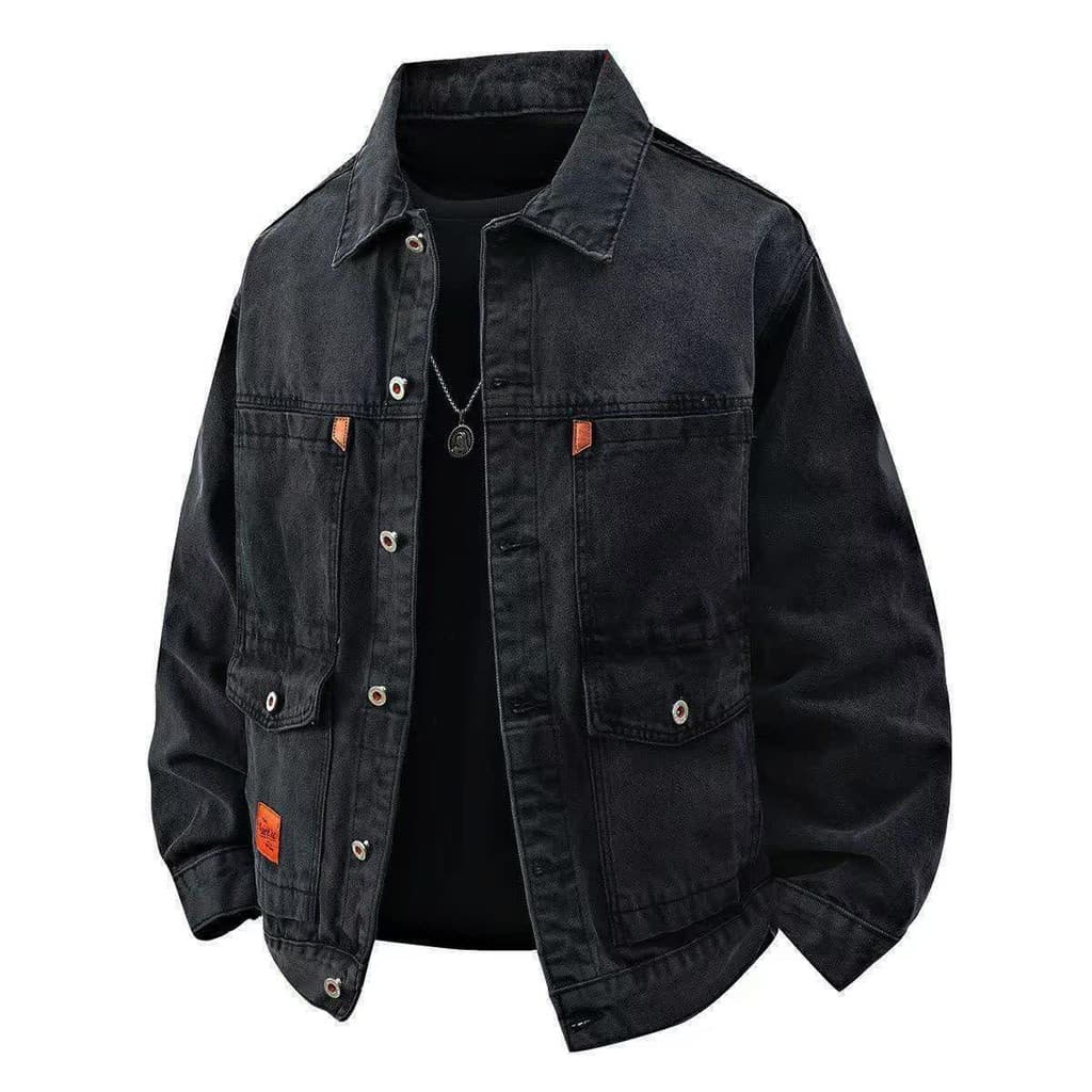 2025 primavera outono novo estilo trabalho wear jaqueta jeans masculina solta resistente ao desgaste rua resistente ao d