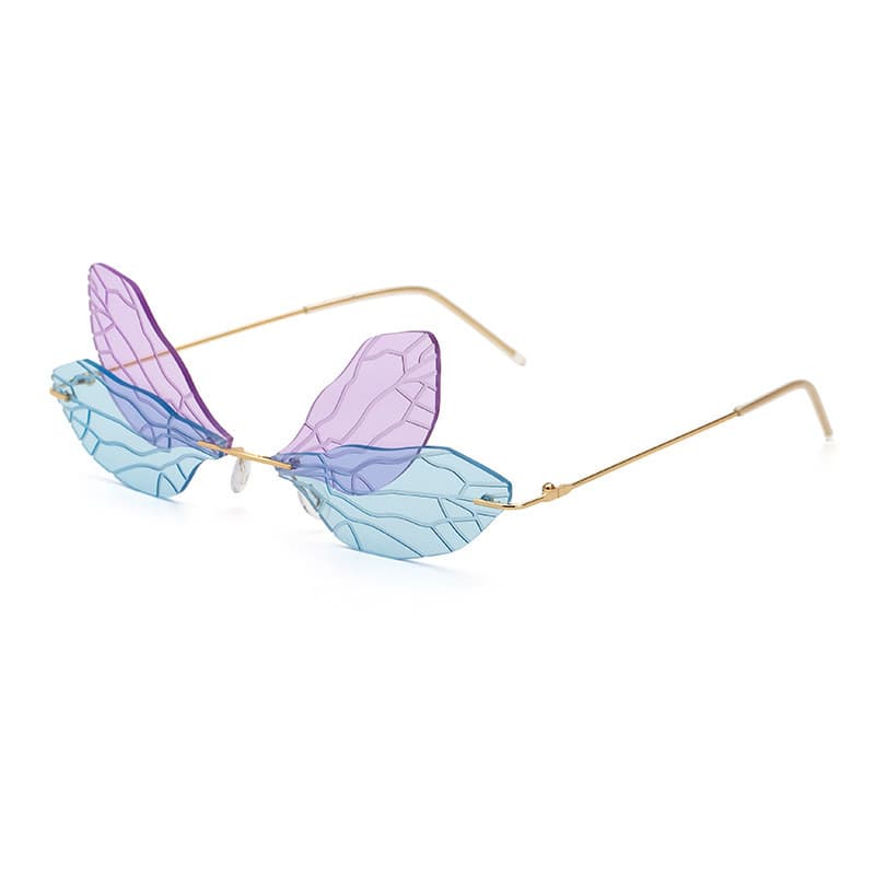 Libélula óculos de sol feminino Design sentir asas óculos de sol feminino na moda lente dupla festa bola óculos de sol s
