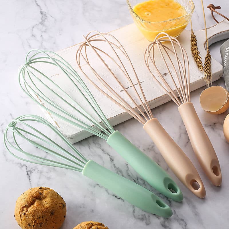 Batedor de Silicone doméstico, batedor de creme de plástico portátil, conjunto de cozinha de aço inoxidável SFR5