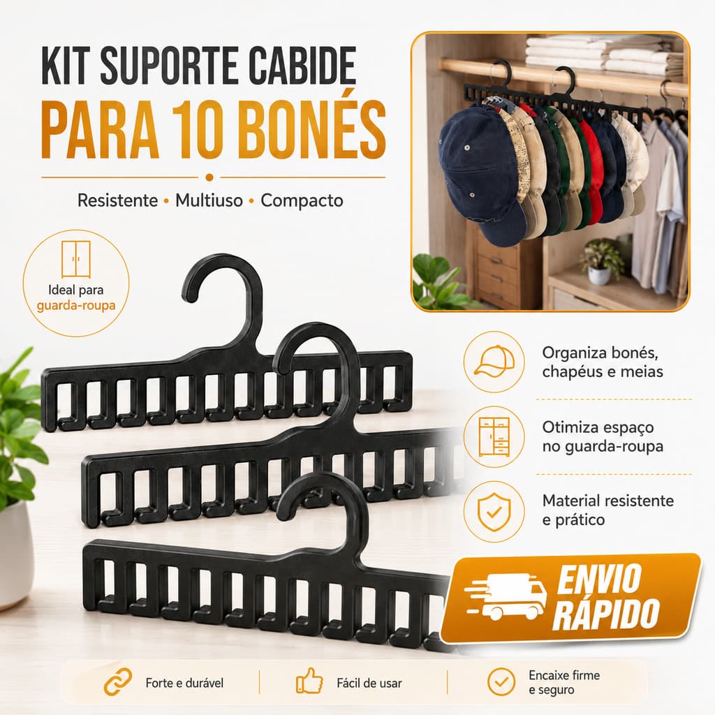 Organizador De Bonés E Tiaras Para Guarda-Roupa Multiuso