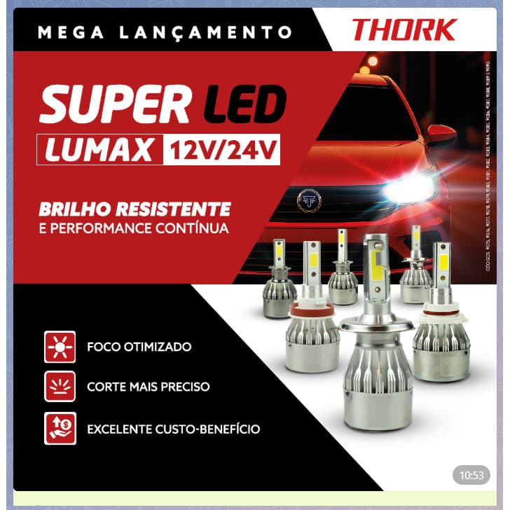 Par Lâmpada Super Led Thork 6000K H4 12V/24V Carro Caminhão
