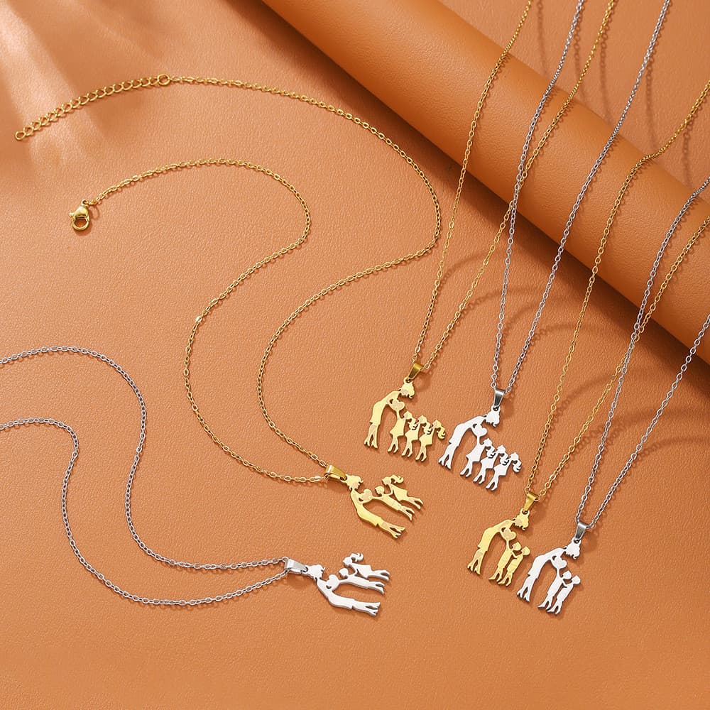 Novo Colar de Aço Inoxidável Banhado a Ouro 18K, Pingente em Forma de Coração, Joia para o Dia das Mães, Presente N1MV