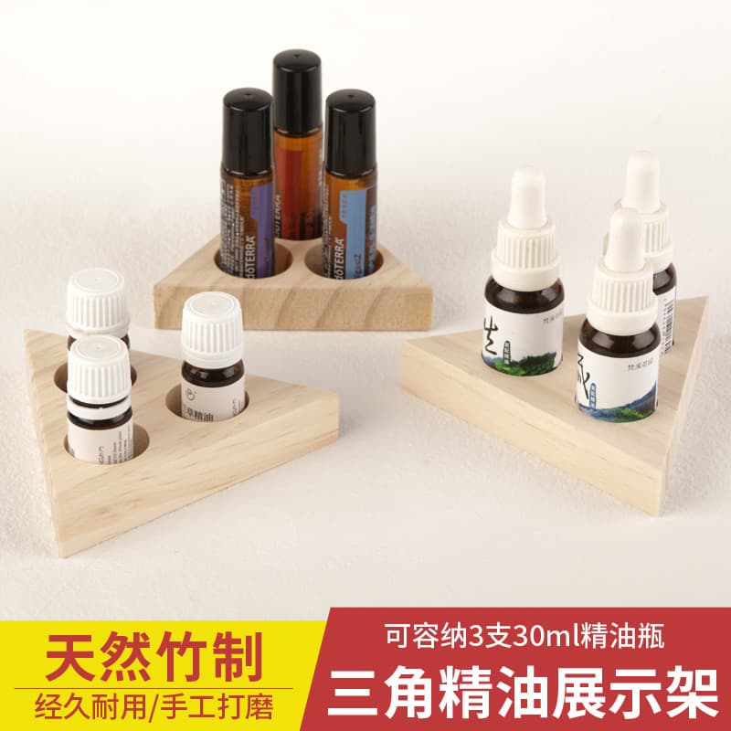 Triângulo simples Desktop óleo essencial expositor 3 furos bonito armazenamento organizar 15ml garrafa de óleo essencial