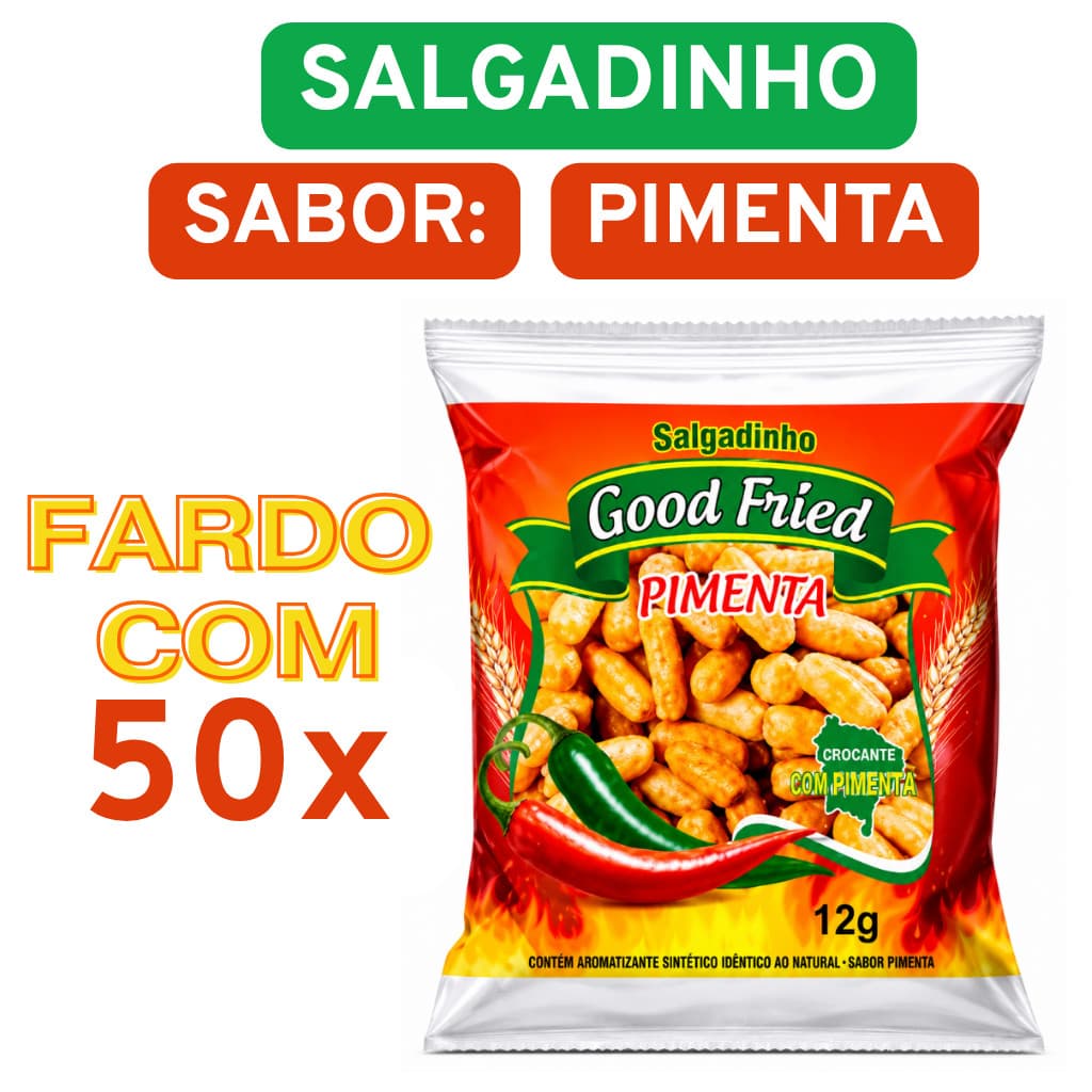 Kit 50 Salgadinho Pimenta Petisco Good Fried Gravata 12g/cada (FARDO)