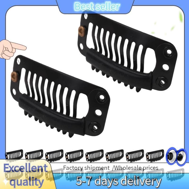 20 Peças Clipe Preto De Nove Dentes Para Extensão De Cabelo De Pressão Uso DIY 32MM L
