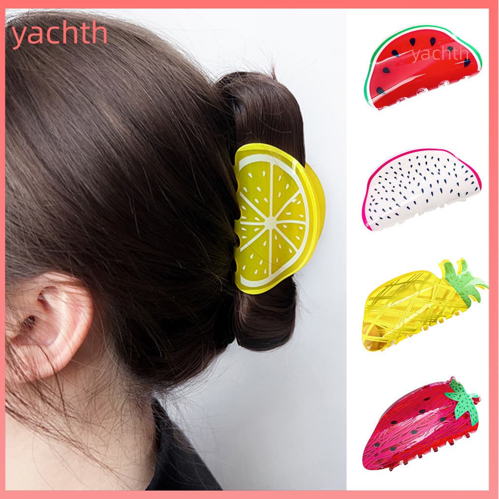 [yachth] Grampo De Cabelo Feminino Limão Laranja Melancia Kiwi Formato De Fruta Leve Cabeça Traseira Braçadeira Acessóri