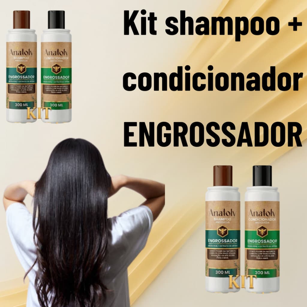 Kit Engrossador  Geleia + Extrato de Urtiga Shampoo e Condicionador Anatoly Antiqueda  300ml