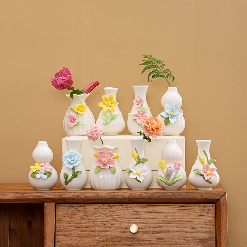 Vaso De Cerâmica Polido De Flor Artesanal Pura , Mini Organizador De Flores Enrolado , Ornamento De Decoração De Mesa