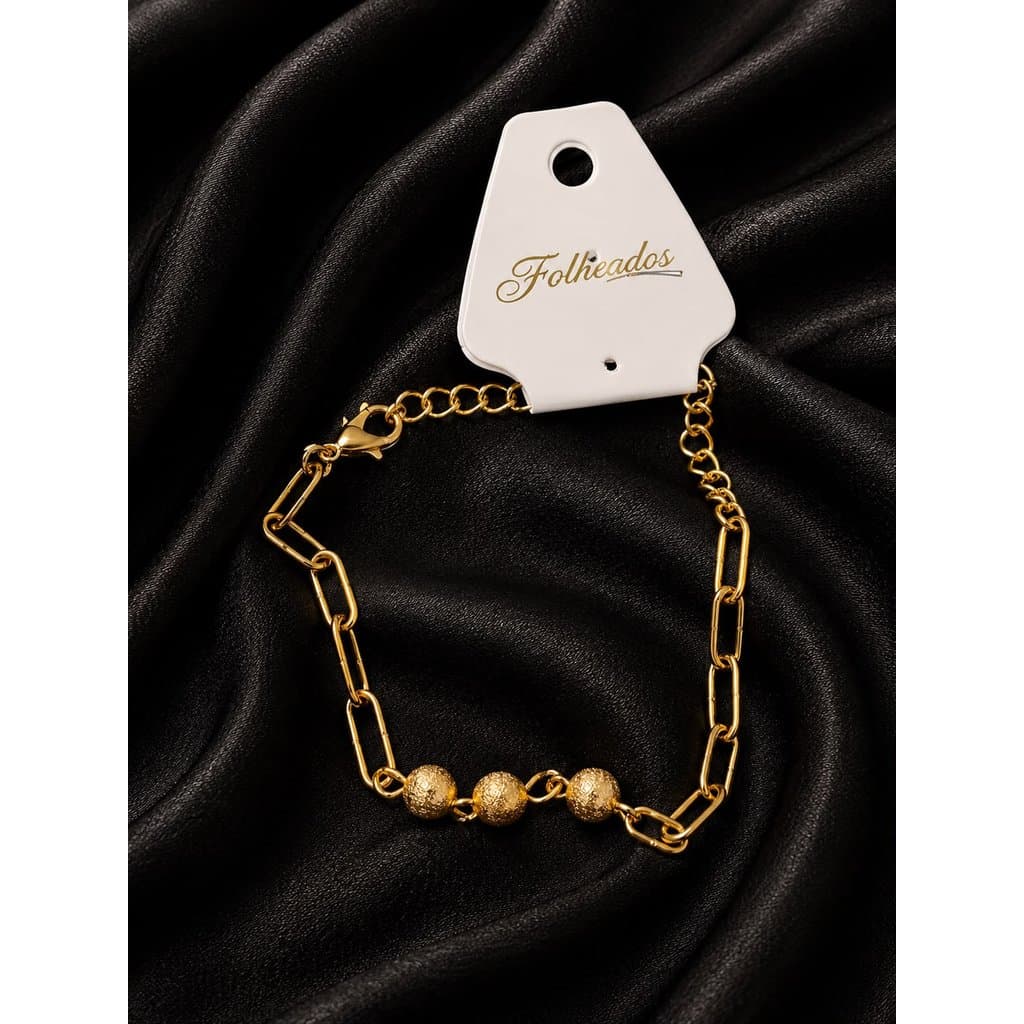 ✨ Pulseira Elos Dourada Premium Feminina | Corrente com Esferas | Elegante e Moderna | Lary Store