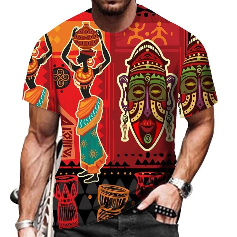 Folk-Personalizado Impressão 3D Camiseta Masculino/Feminino Manga Curta Streetwear Topos T Verão Africano Dashiki Estilo