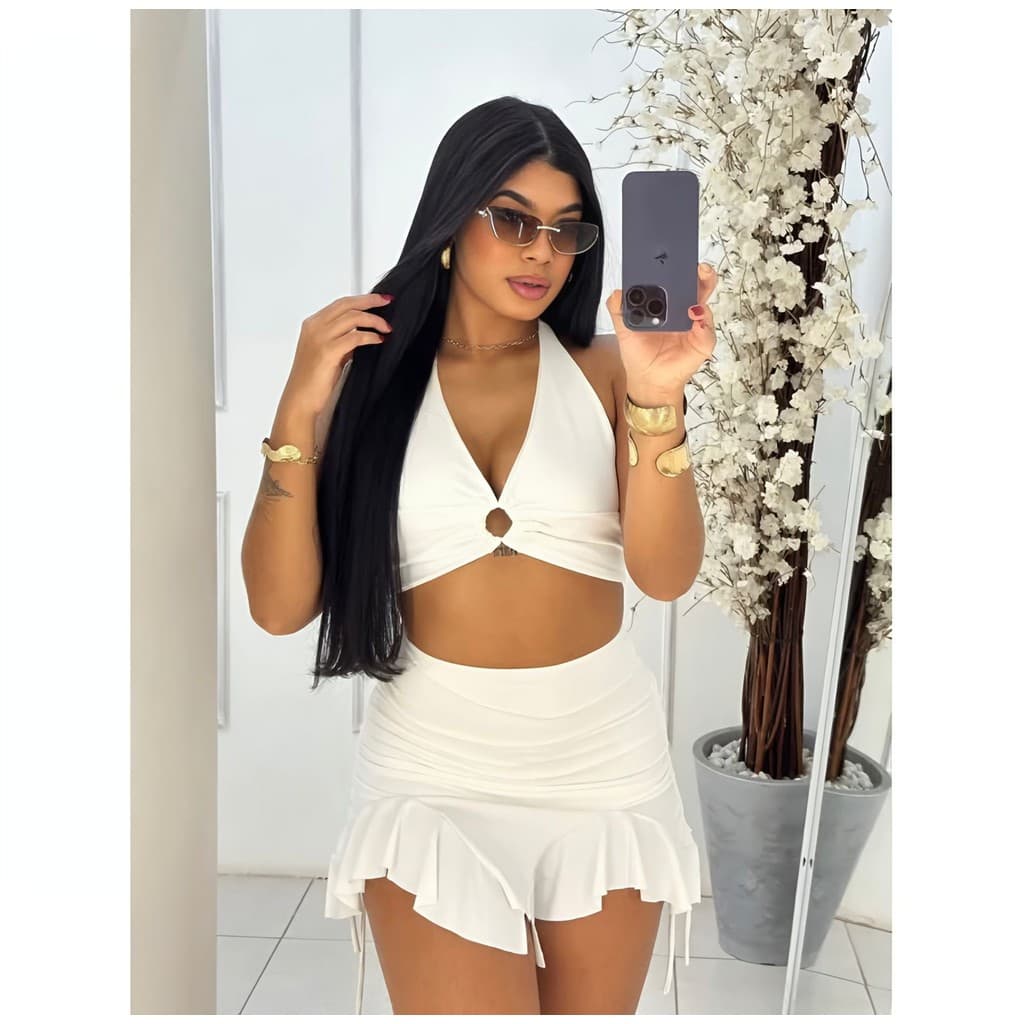Conjunto Babado Feminino Soltinha Baladeira Casual Para Festas