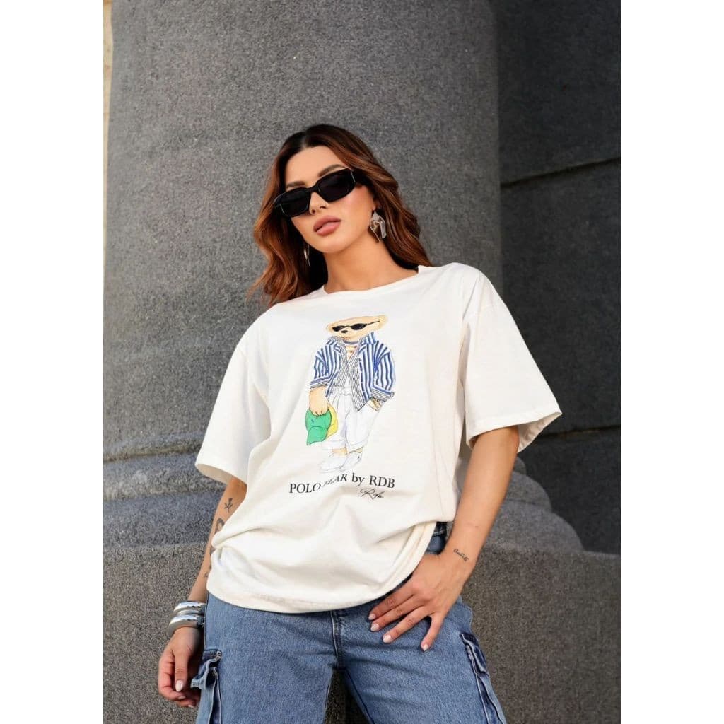 Camisa Polo Bear Feminina Oversized – Moda Urbana Fashion Casual Streetwear Moderno