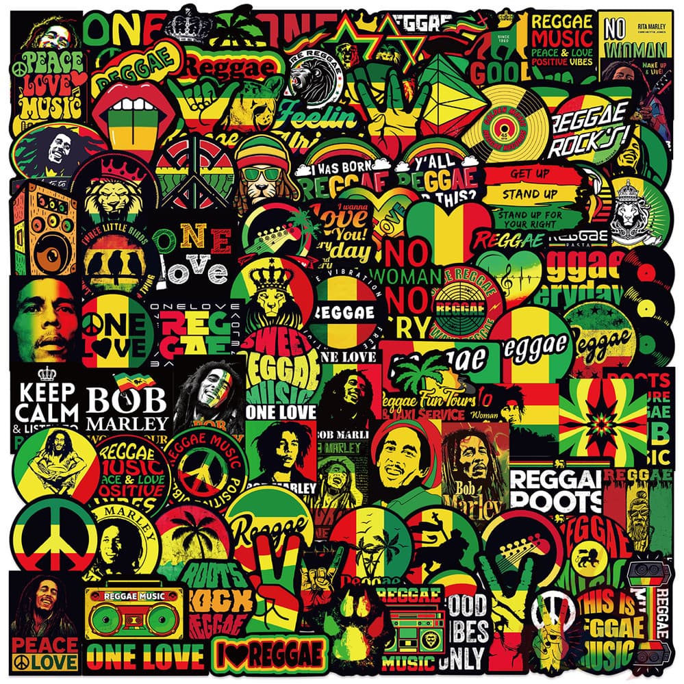 102 Unidades/Conjunto ❉ Música Reggae . Adesivos Bob Marley De Decalques De Doodle À Prova D'água Da Moda DIY