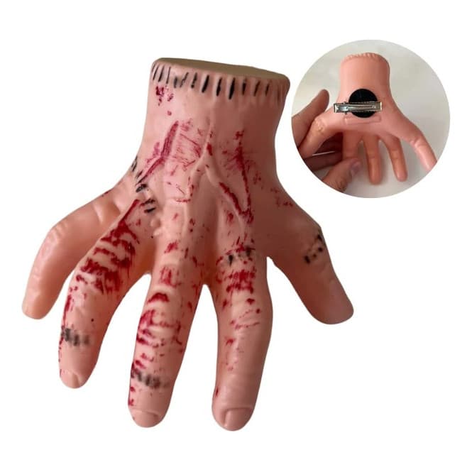 Presilha Mãozinha Wandinha Addams Acessório Cabelo Cosplay Gótico Envio Rápido