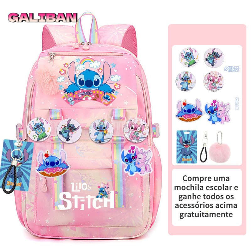 Cartoon STITCT Student Campus Mochila Respirável Material Macio Bolsa Escolar ** e *