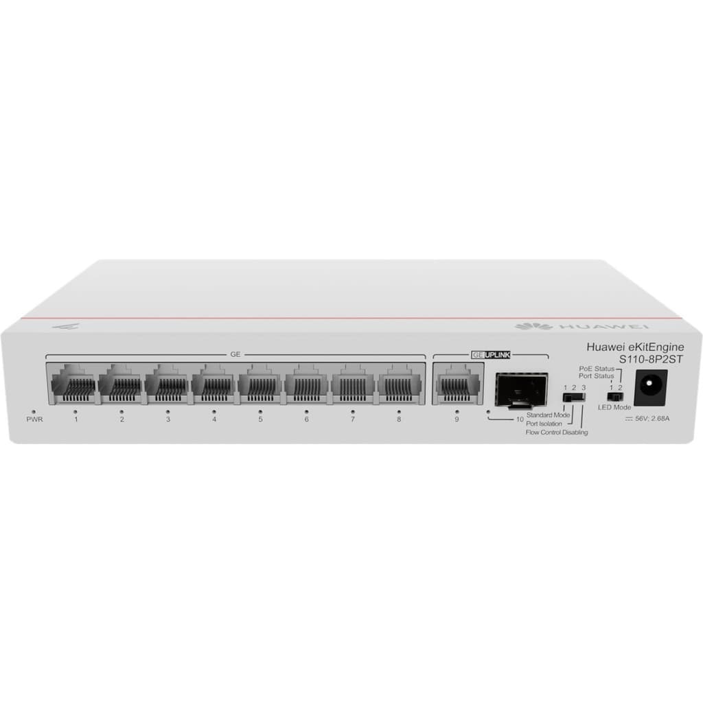 Switch Huawei 8 Portas Gigabit PoE+ S110-8P2ST 1 X SFP