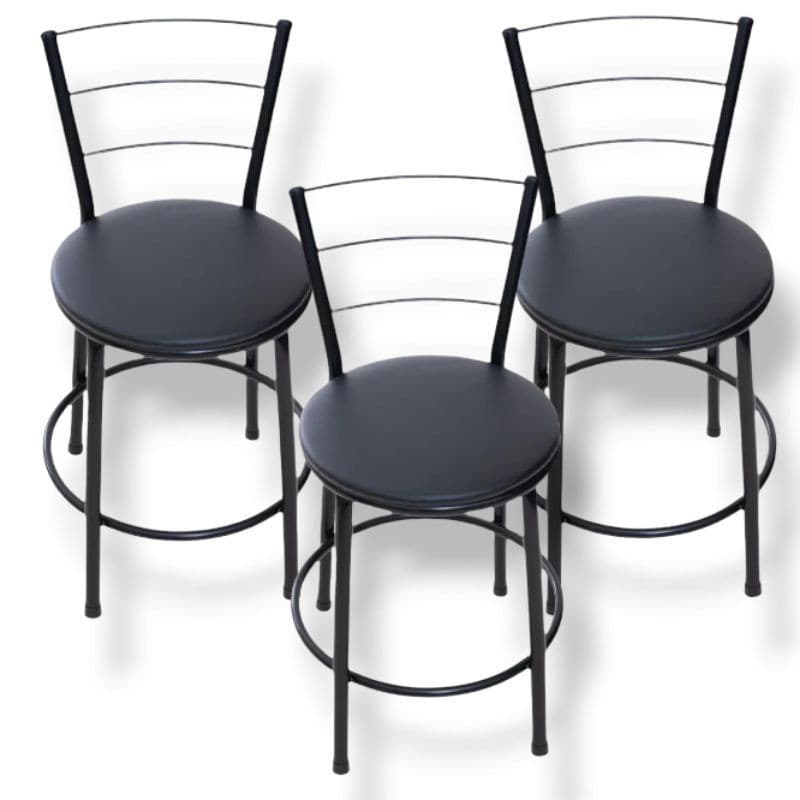 kit 3 banquetas baixa 3 arame preto cozinha bancada balcão área de lazer churrasco promoção