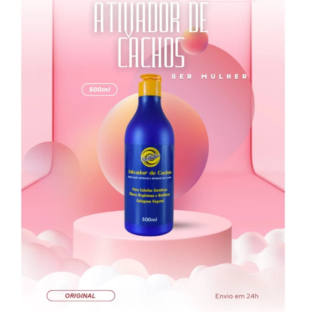 Ativador de cachos 500 ml para cabelos sinteticos,bio fibras e organicos Hidrata,nutre e define organicos e bio fibras