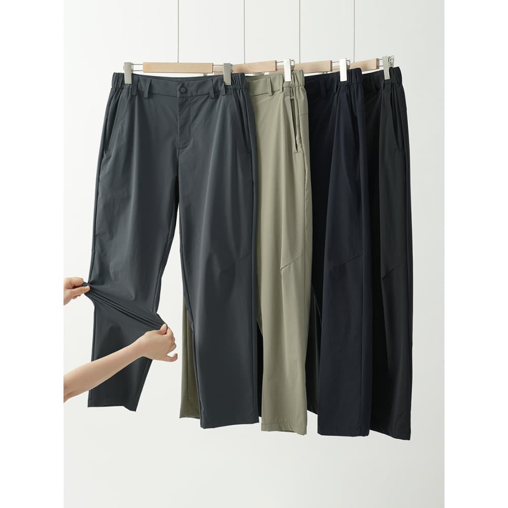 Homens leves elásticos esportes calças casuais simples cor sólida estilo básico boca solta calças retas verão k