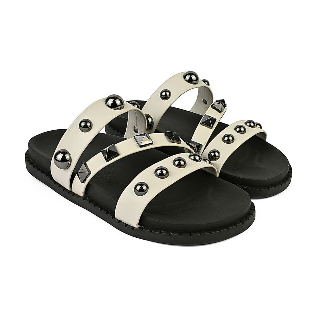 Sandália Birken Feminina Preto Pedraria Moda Verão Papete Rasteira Conforto e Estilo mulher