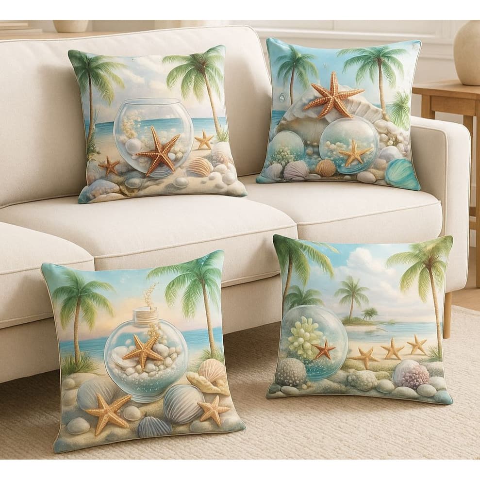Kit 4 Capas De Almofadas  Estampadas 45x45 Luxo Para Sala E Quarto Decorativas Zíper Tecído Oxford