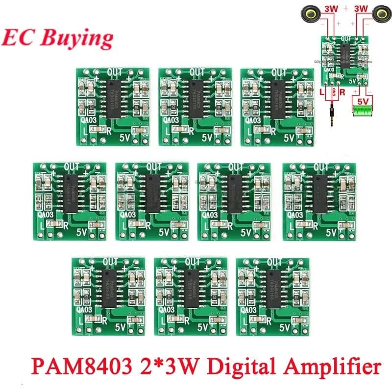 10 Pces/1pc PAM8403 Áudio 2x3W PAM 8403 Mini Placa Amplificadora De Potência Digital Para Classe D Módulo Amplificador D