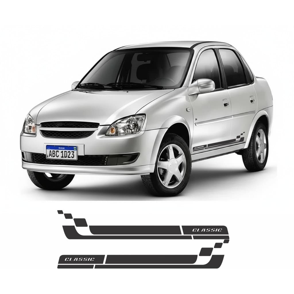 Par Faixa Adesivo Lateral Corsa Classic Preta 2011 2012 2013
