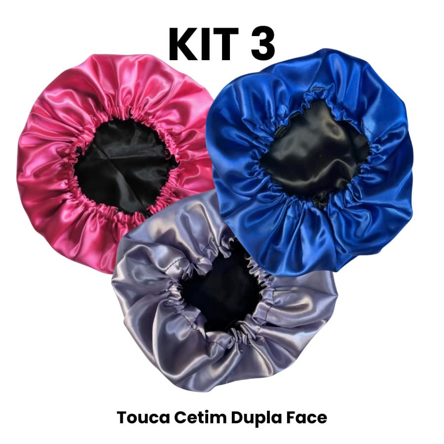 Kit 3 Touca De Cetim Anti Frizz Dupla Face Regulável