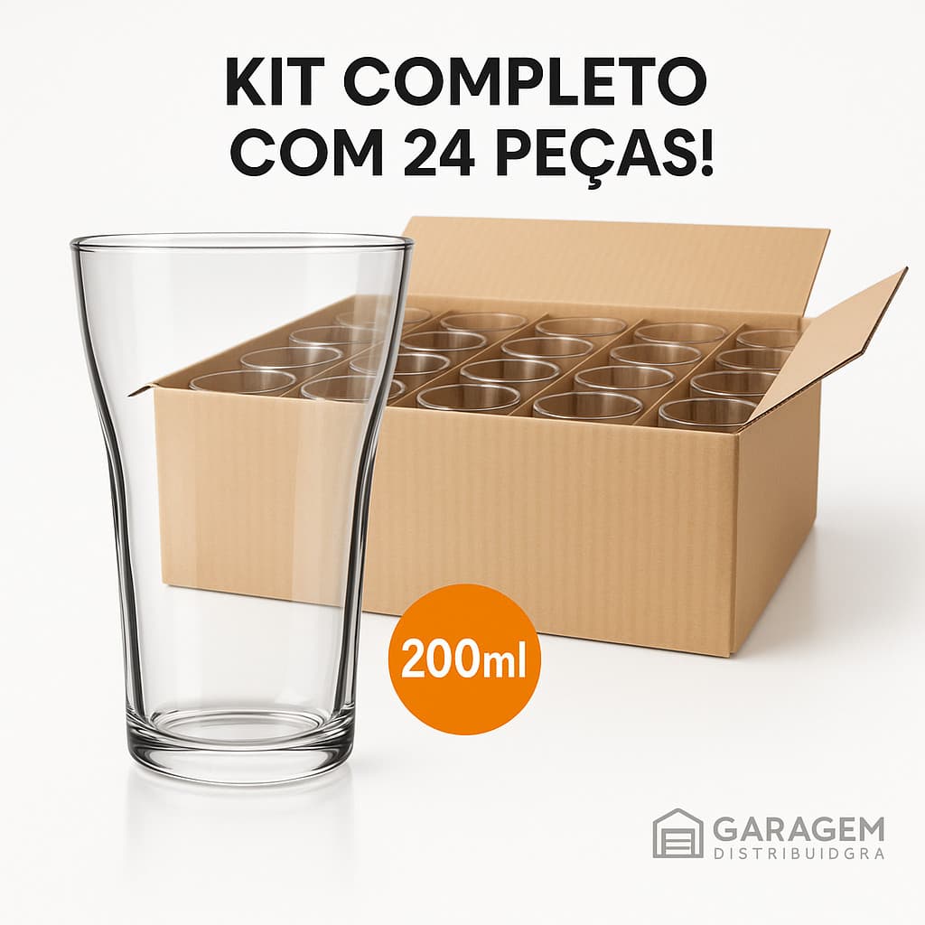 Kit 24 Copos Choppinho Boteco, Buffet restaurante 200 ml Nadir