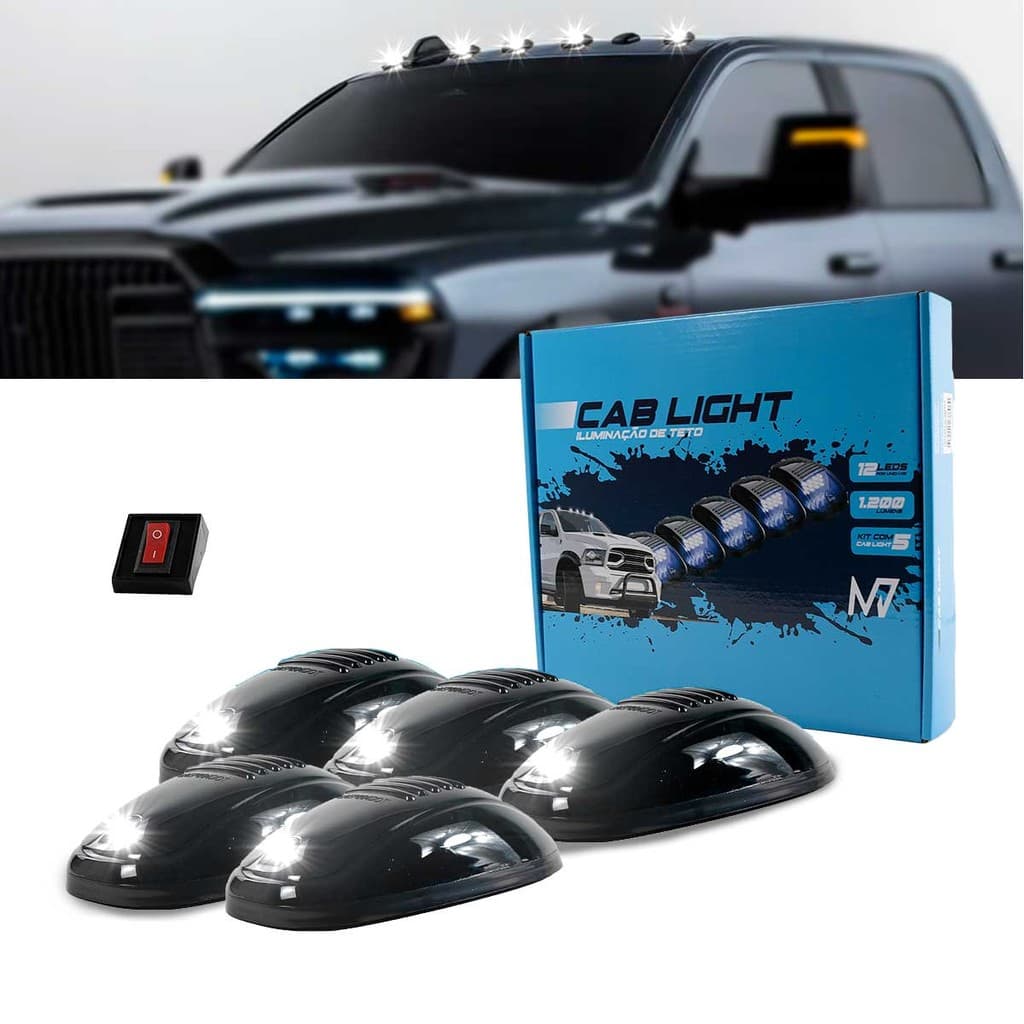 Kit Cab Light Luz De Teto Branca Para Caminhonete 5 Peças