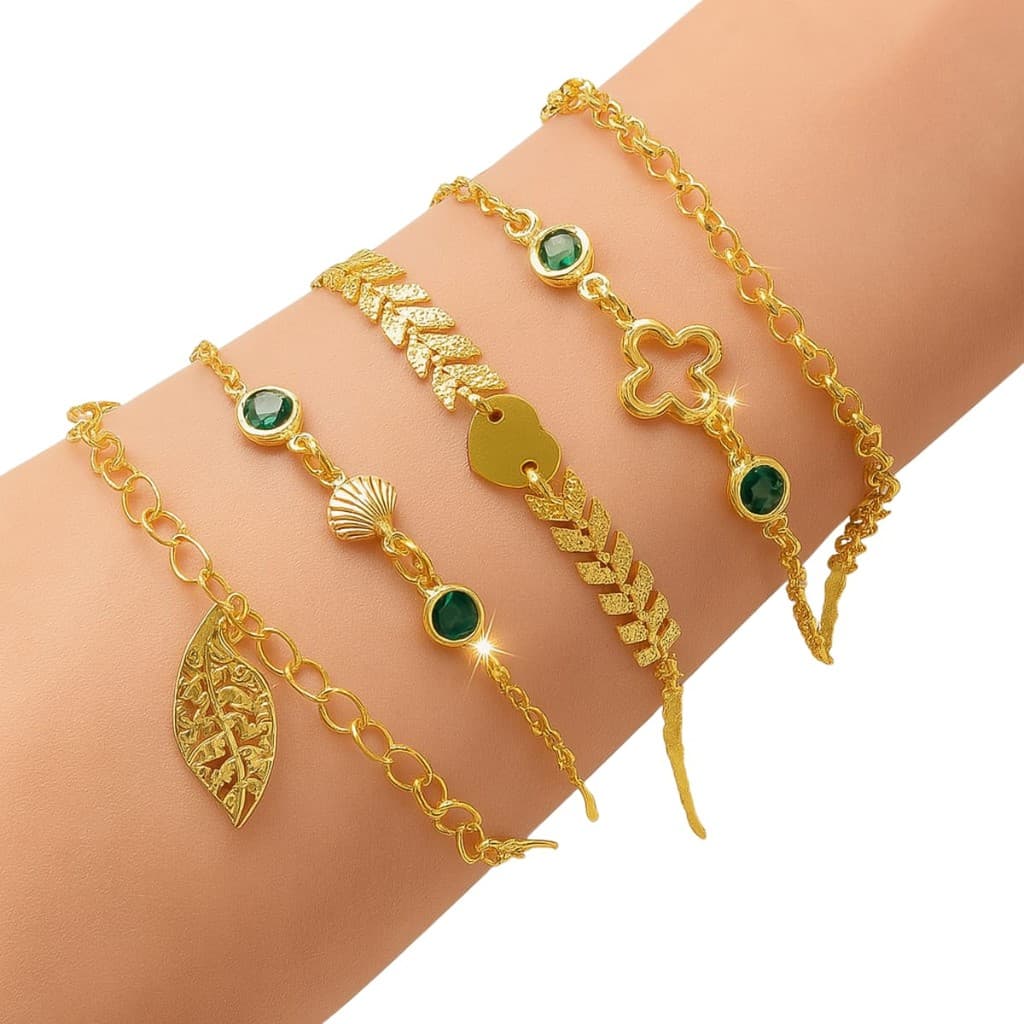 Kit 10 Pulseiras Folheadas A Ouro! Ótima Qualidade E Preco