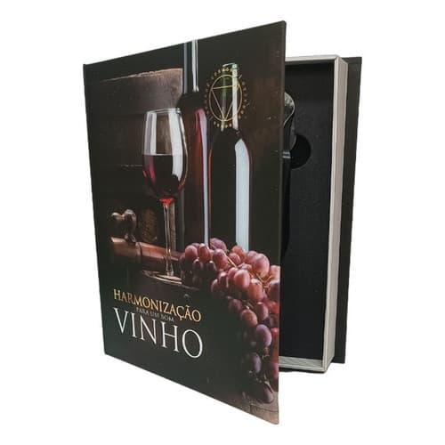 Kit Vinho Abridor Saca Rolhas Tampa Dosador Livro 05 Peças