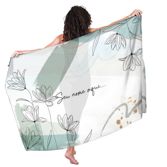 Canga Saida de Praia com nome personalizado 90x140cm
